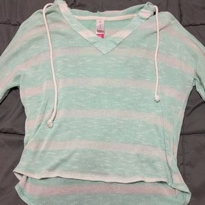 Mint and white striped hoodie